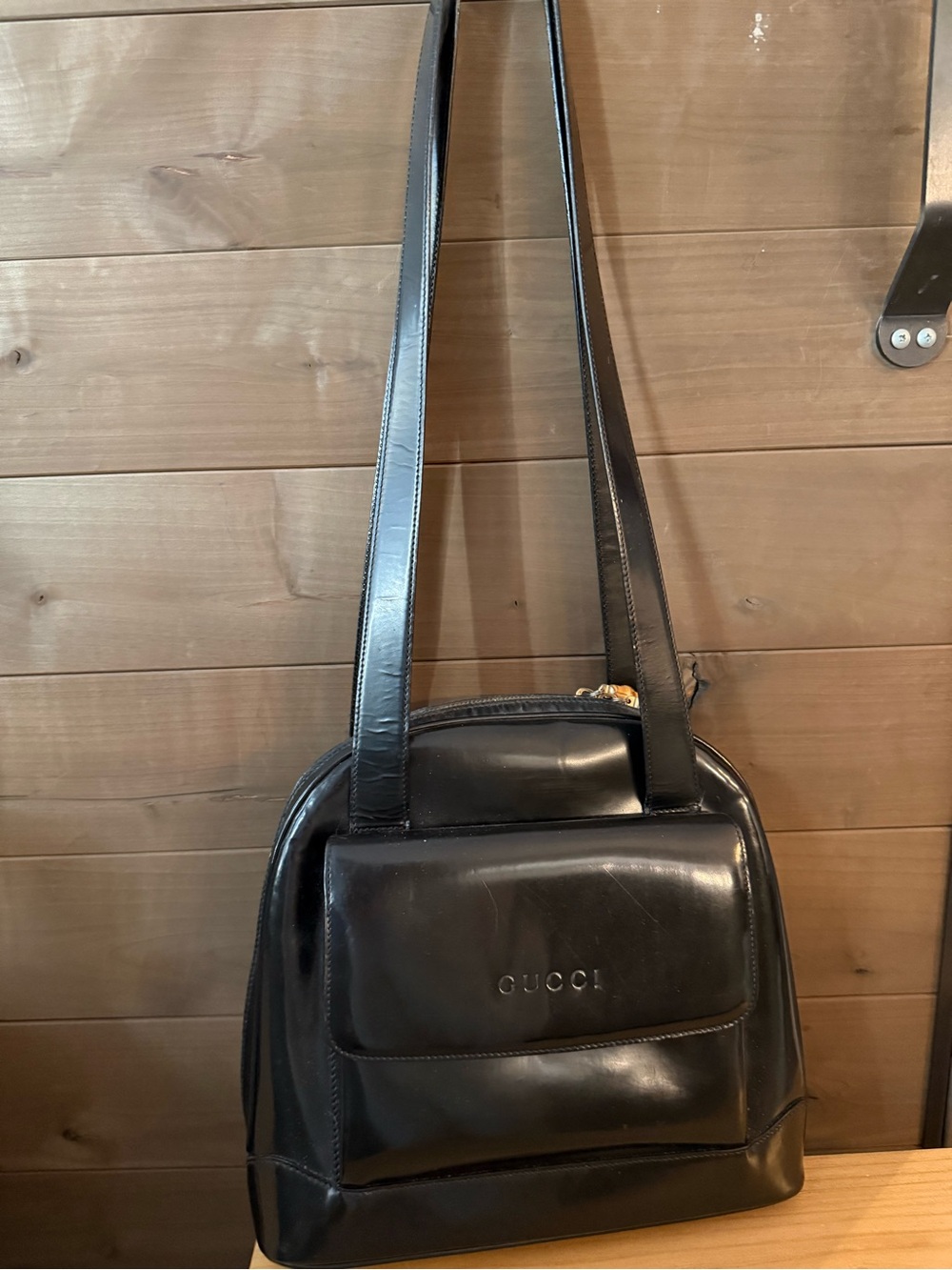 Gucci Black Leather Messenger Shoulder Bag